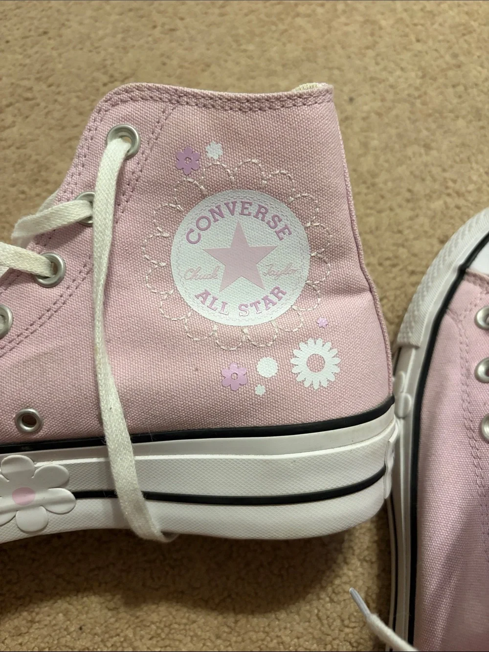 Converse Pink High-Top Women’s Floral Detail Sneakers